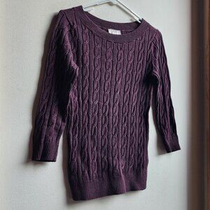 LOFT Purple Scoop Neck Cable Knit Sweater Size XXS